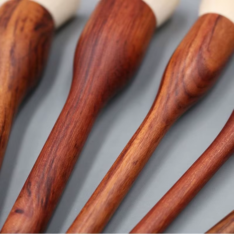 Ensemble de pinceaux de maquillage en bois de santal, mélangeur de fond de teint en poudre, sculptur