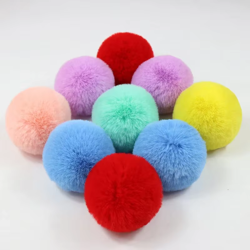 Pompons en fourrure moelleuse de 5 cm, 6 cm, 8 cm, pompons doux pour bricolage, pour porte-clés, cou