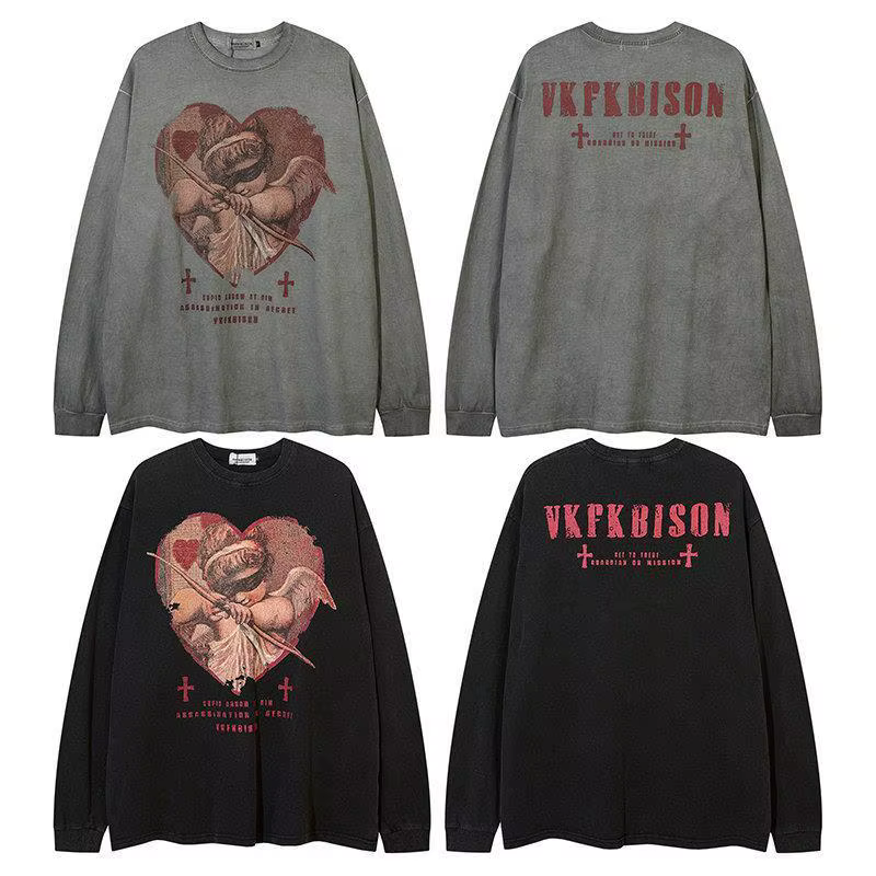 Sweat-shirt Y2K Retro Europe Love Angel Print, Hip Hop Cool Streetwear, Pull Respzed, Dark Goth, Y-H