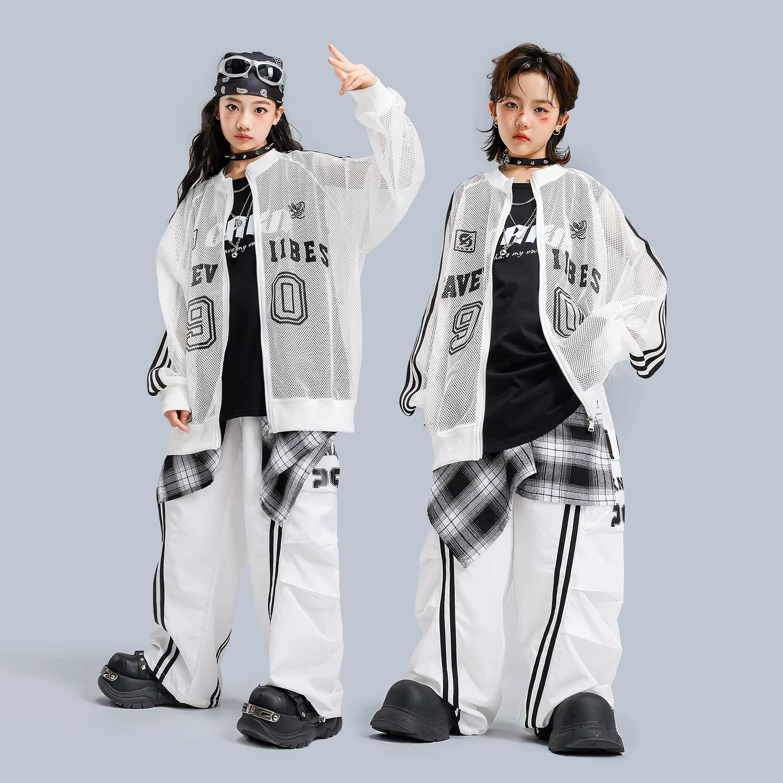 Enfants garçons filles Streetwear Hiphop maille Baseball veste pantalon ensembles enfants manteau pa