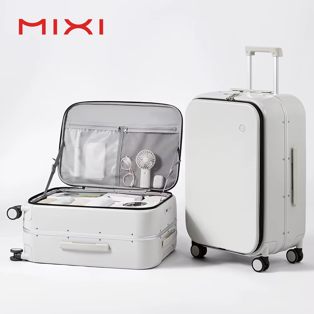 Mixi nouveau PC cadre en aluminium valise ouverture avant bagage de voyage roulant 20 pouces bagage