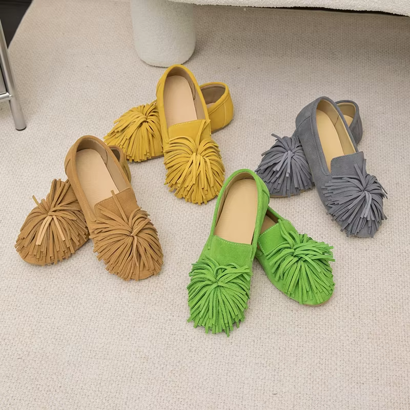 AIYUQI Chaussures plates pour femmes en cuir véritable, Nouveauté 2026, Mocassins à pampilles pour f