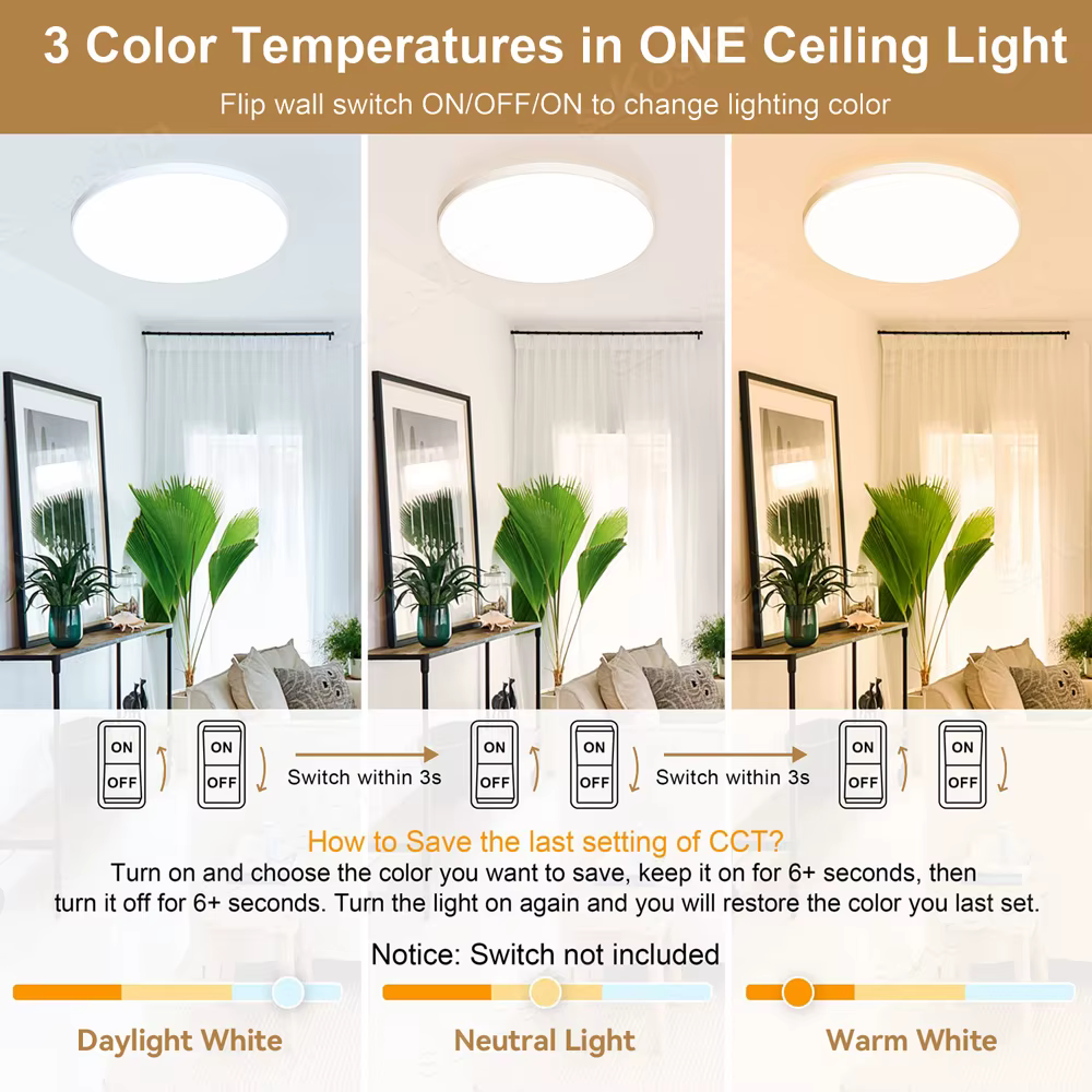 37 cm Ultra Mince LED Plafonnier 3 Couleurs LED Lumières Chambre Décor Intérieur Plafonnier pour Cui