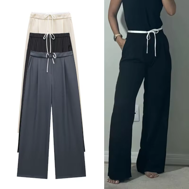HXAO 2024 pantalons pour femmes Baggy pantalons larges femme mode pantalon noir décontracté taille h