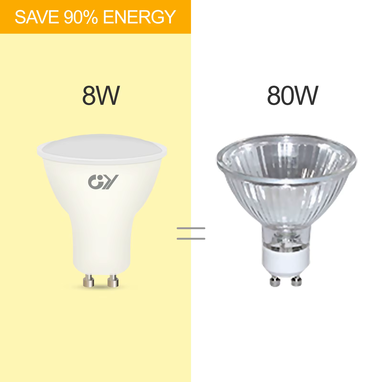 Ampoule LED GY GU10 PAR16 8 W 800 lumens, remplacement halogène 80 W, 120 °   Faisceau large non var