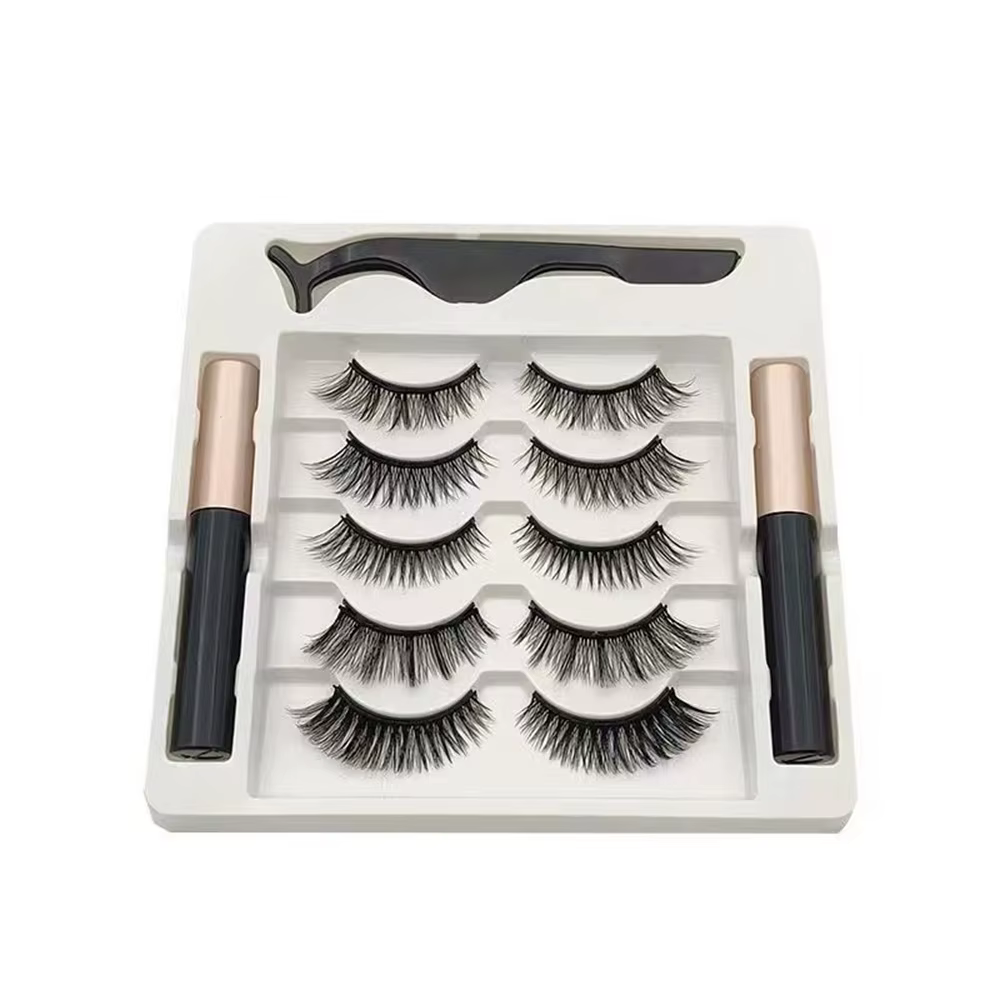 5 paires 5 cils magnétiques Eyeliner pince à épiler ensemble 3D cils de vison naturel artificiel fau