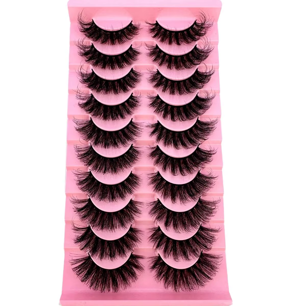 Faux-Cils en Faux Vison 8D Effet Oeil de Chat, Pack de Cils Volumineux, Touffus, Dramatique, Longs, 