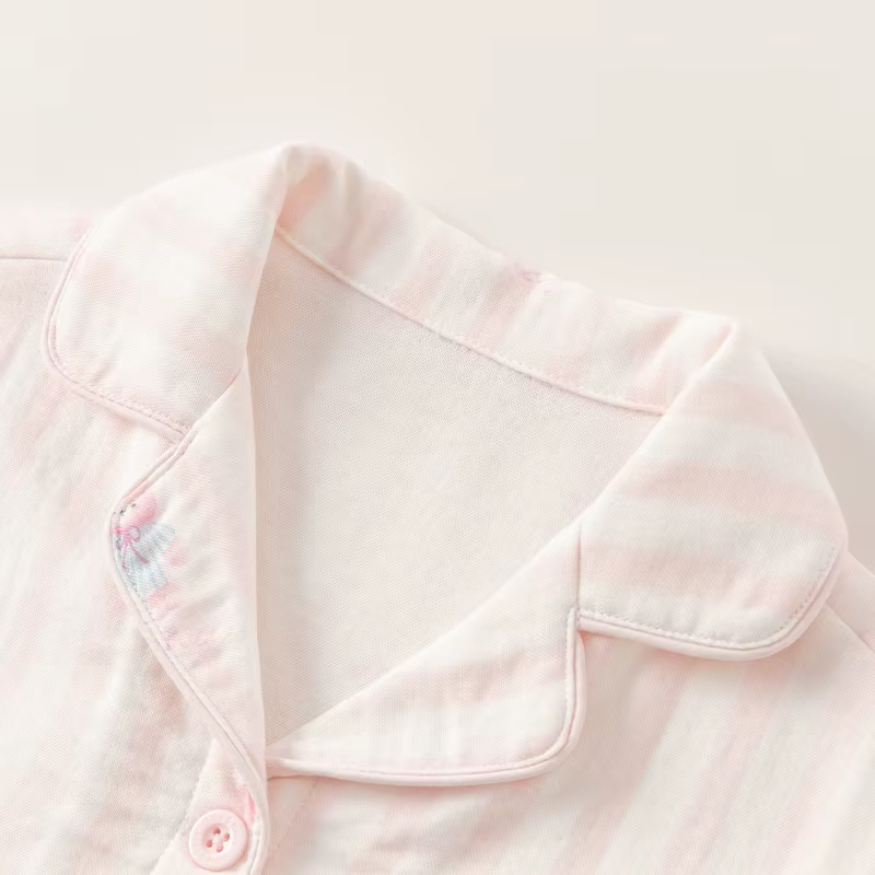 MACChildren-Pyjama rayé rose pour filles, ensemble deux pièces doux, imprimé ventilé, mode décontrac