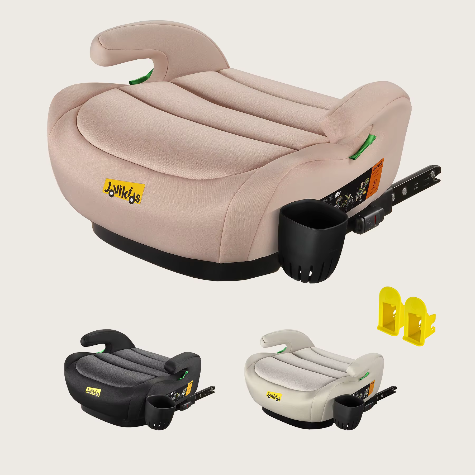 Siège rehausseur portable Jovikids OHHO+ avec porte-gobelet, pour siège auto de voyage pour enfants,