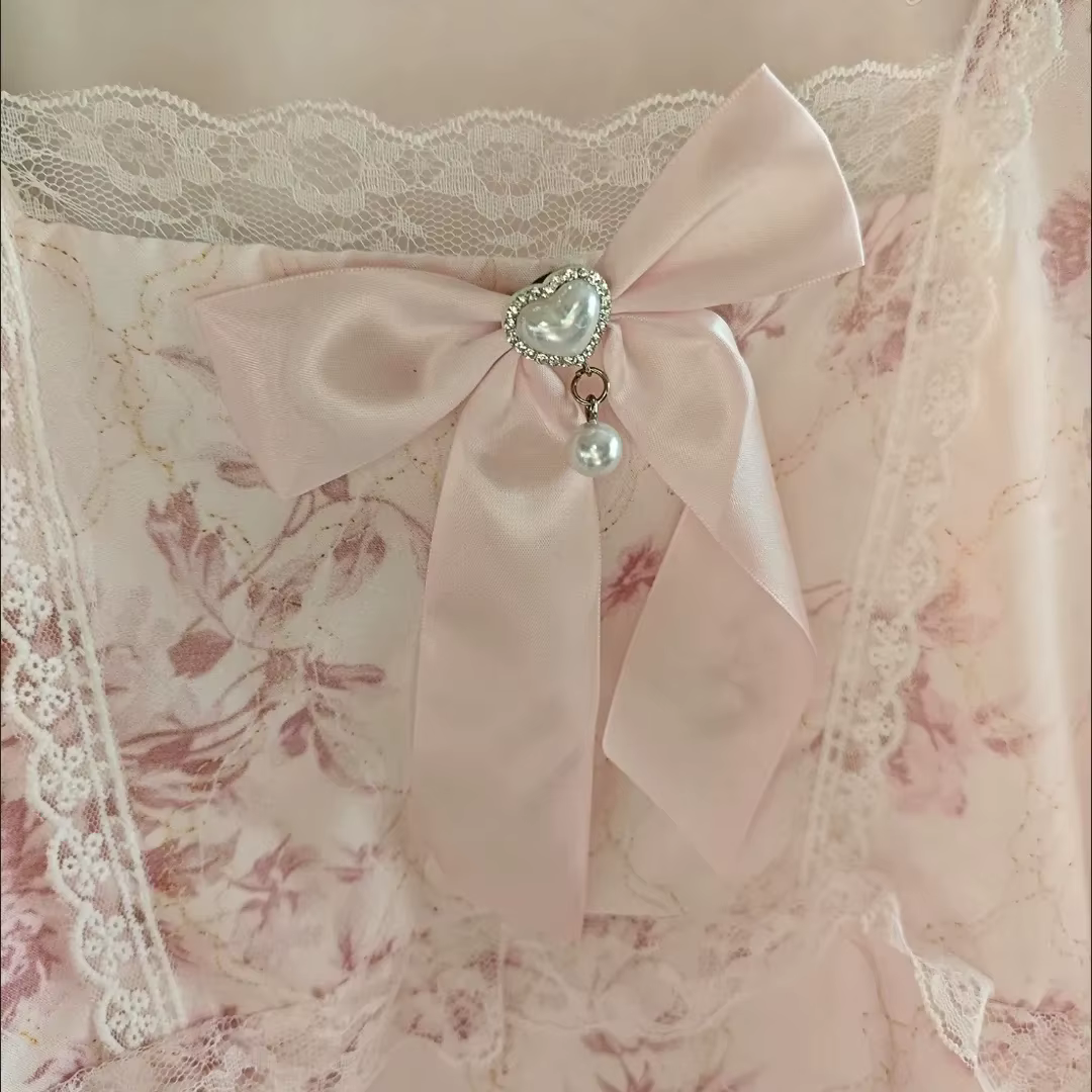 Robe mi-longue à manches longues pour femmes, douce princesse, imprimé Floral, taille flatteuse, nœu