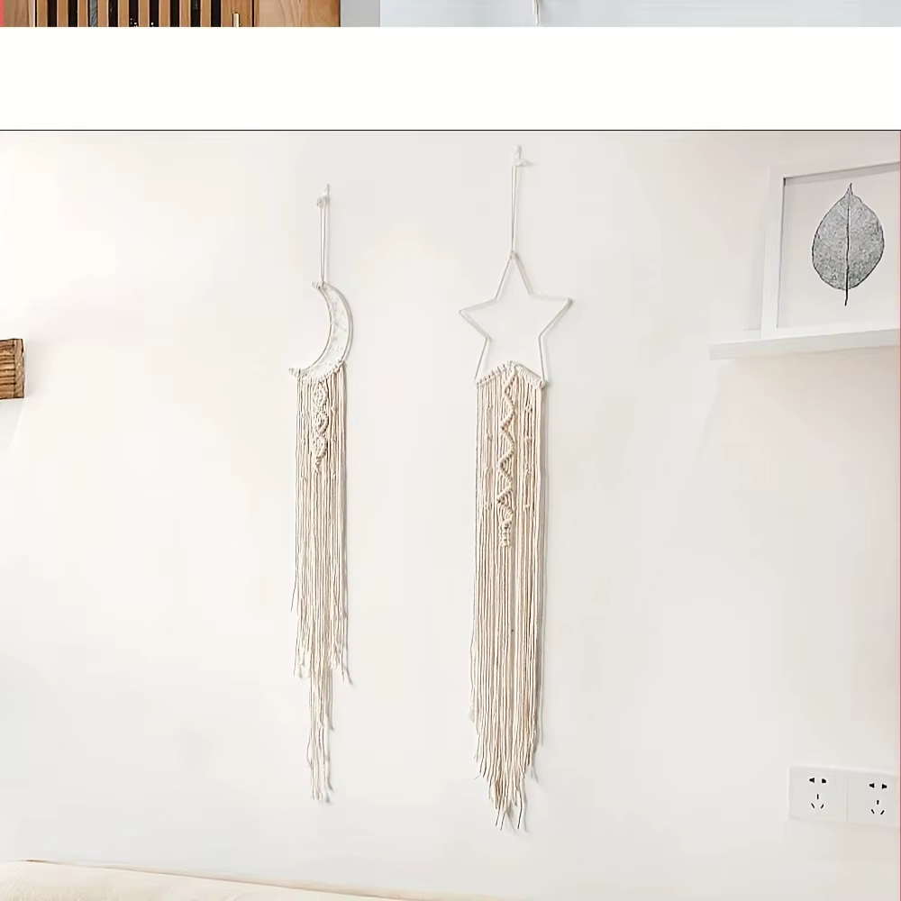 Pendentif tissé étoile et lune, décoration d'intérieur, pendentif de chambre à coucher, cadeau de va