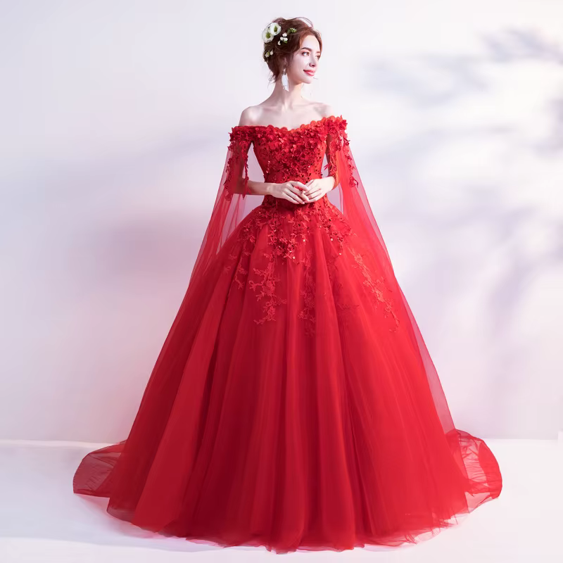 Longue enveloppe rouge de épaule dame fille femmes robe de bal robe de soirée robe de spectacle mari