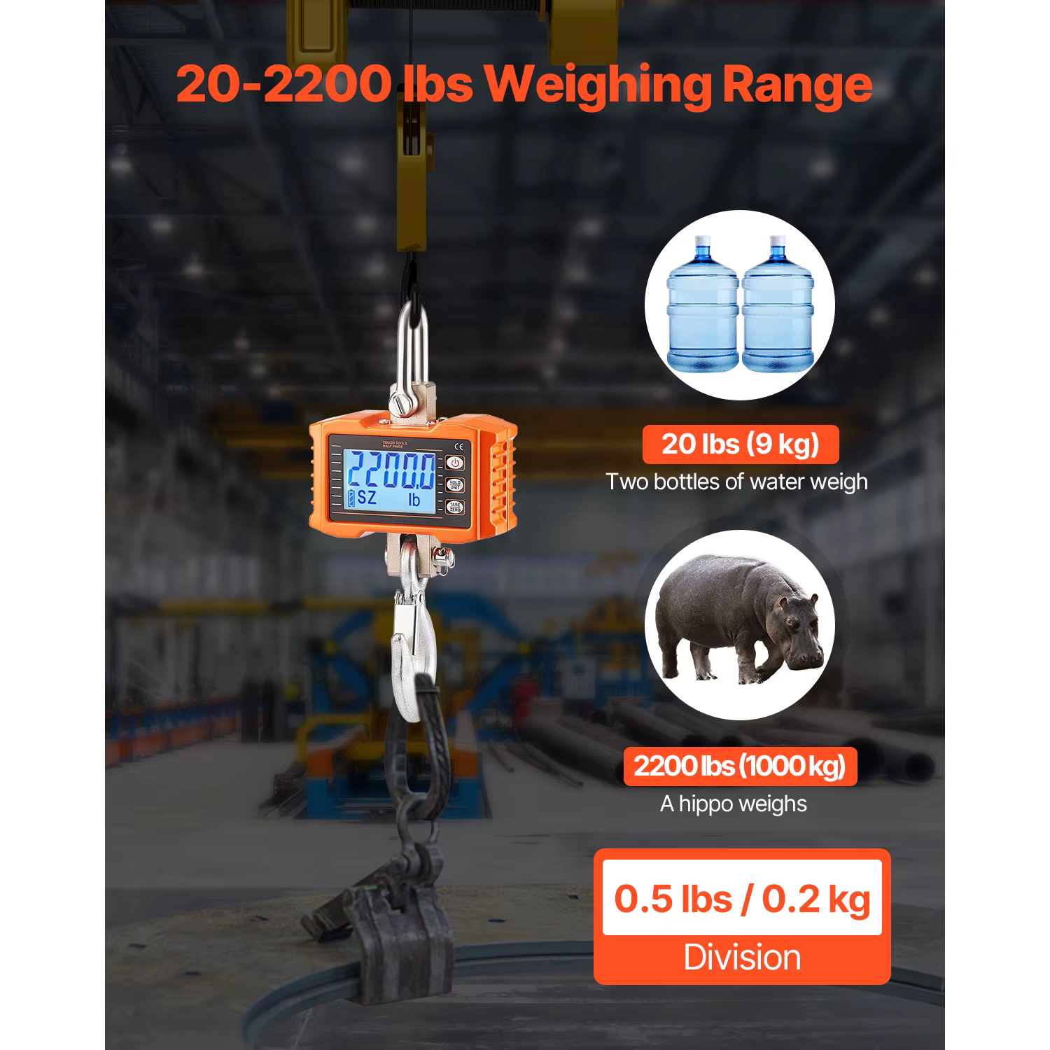Balance numérique suspendue SucceBuy 1000kg/2000kg portable avec télécommande, balance de grue d'usi