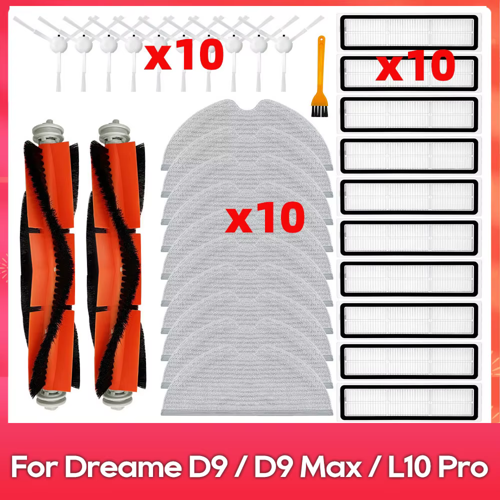Compatible avec (Dreame D9, D9 Max, L10 Pro, Trouver LDS Finder) Accessoires : brosse principale, br