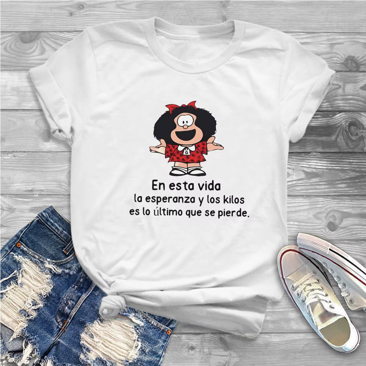 Mafalda-T-shirt de dessin animé pour filles, t-shirts rétro pour femmes, t-shirts Y2k pour femmes, H
