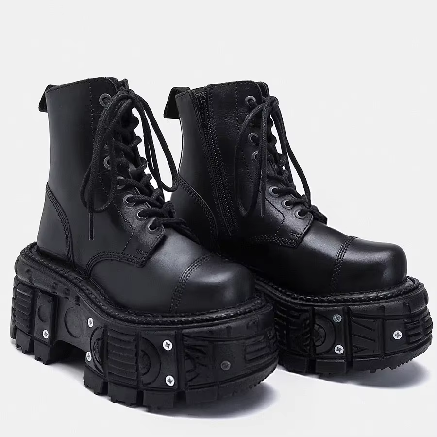 Ruffian-Bottes rehaussées en cuir pour hommes, Bottes à l'offre elles optiques, Style britannique ha