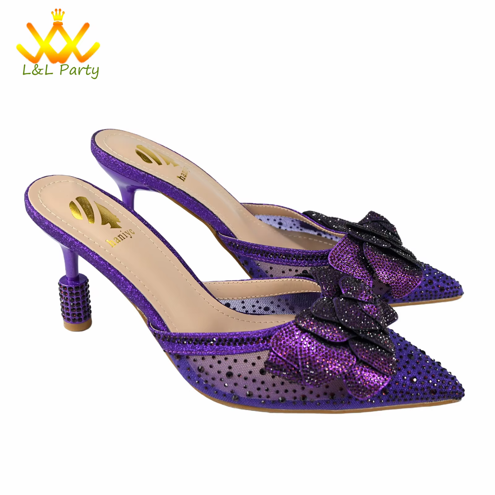 Ensemble de chaussures et de sacs au Design italien, couleur violette, bout pointu, talons Super hau