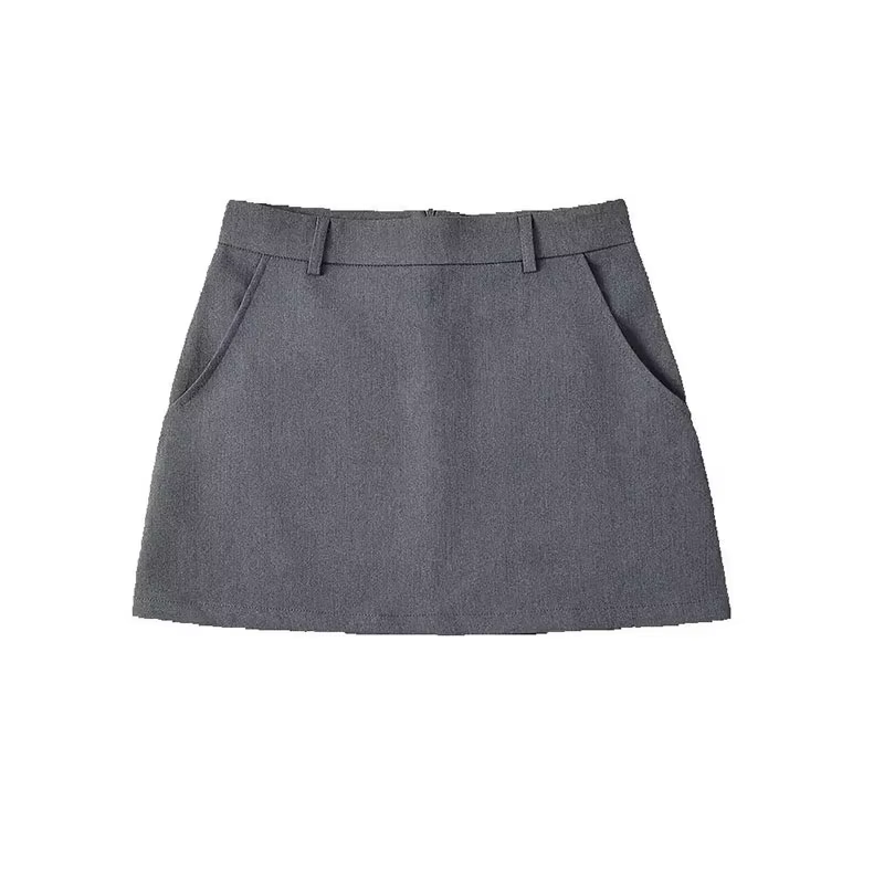 Mooyufon femmes mode solide dos fermeture éclair a-ligne Mini jupe Vintage taille haute femme Chic d