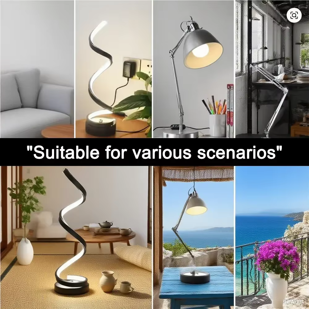 Lampe de table LED à intensité variable en spirale, adaptée au salon, chambre à coucher, bureau, lum