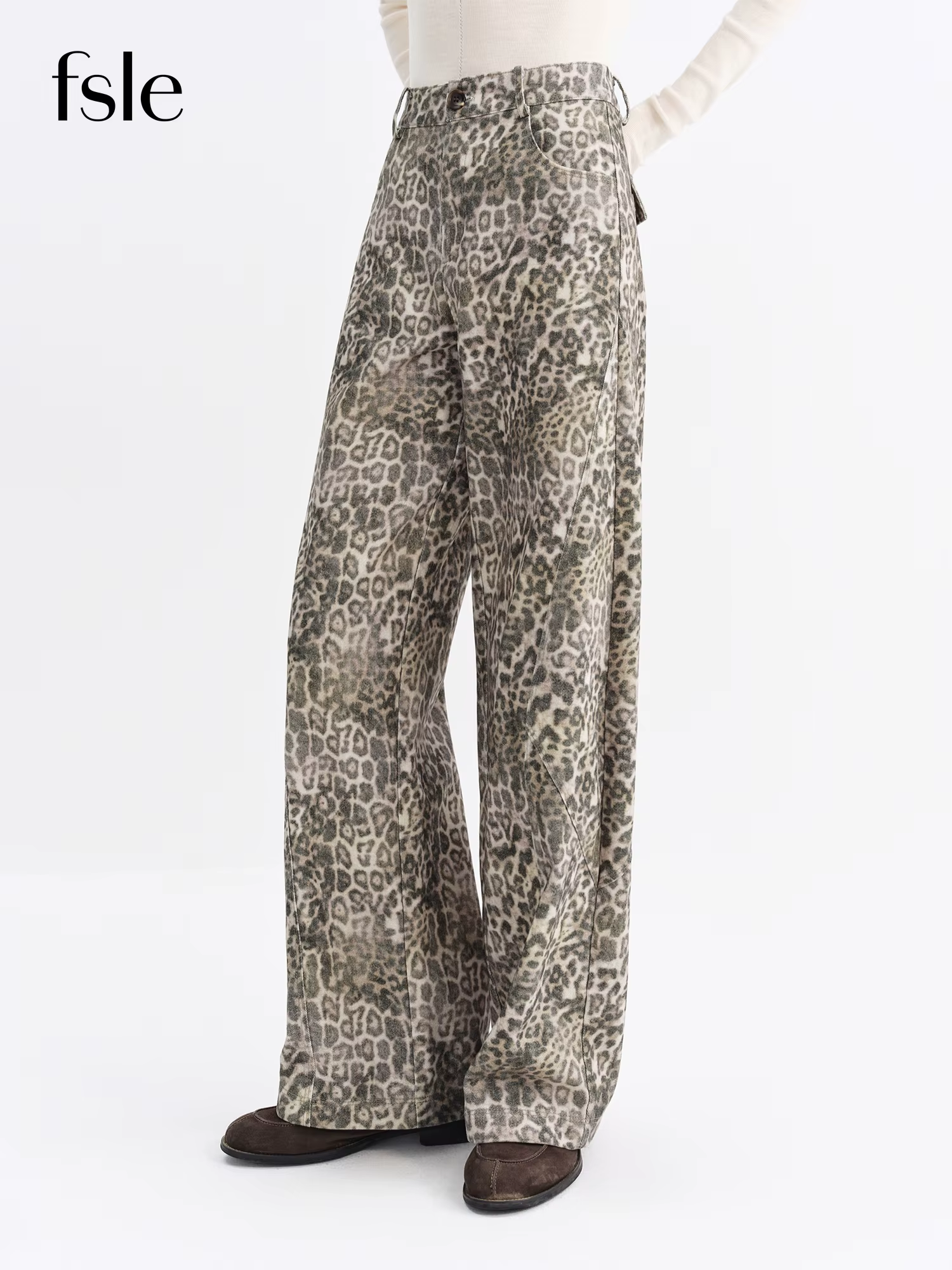 FSLE Nouveautés Jeans évasés pour femmes, imprimé léopard rétro, pantalon bootcut, style vintage Y2K