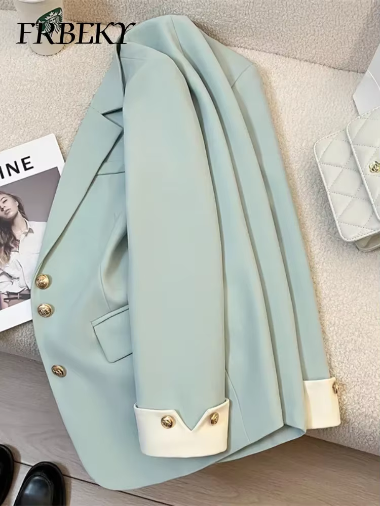 Blazer femme mode coréenne printemps automne nouvelle couleur unie costume veste loisirs tempérament