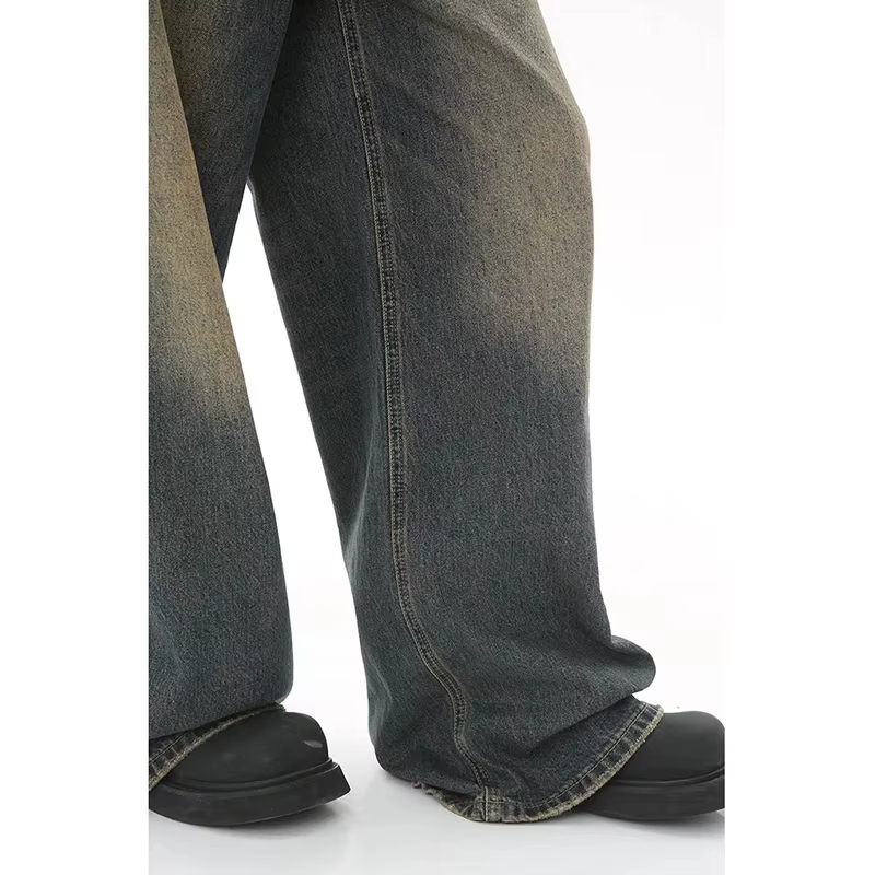 Nouveaux hommes Baggy jambe droite jambe large jean homme mode Vintage lavage pantalon Denim décontr