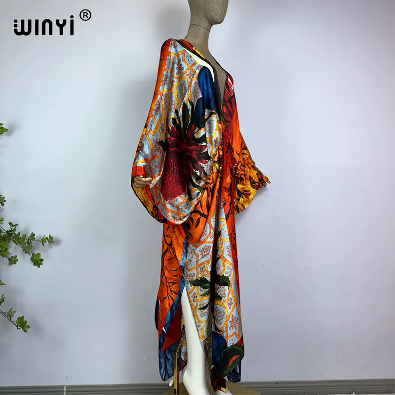WINYI-Robe longue bohème à col en V pour femmes, Robe longue de plage, Sensation roulée à la main, S