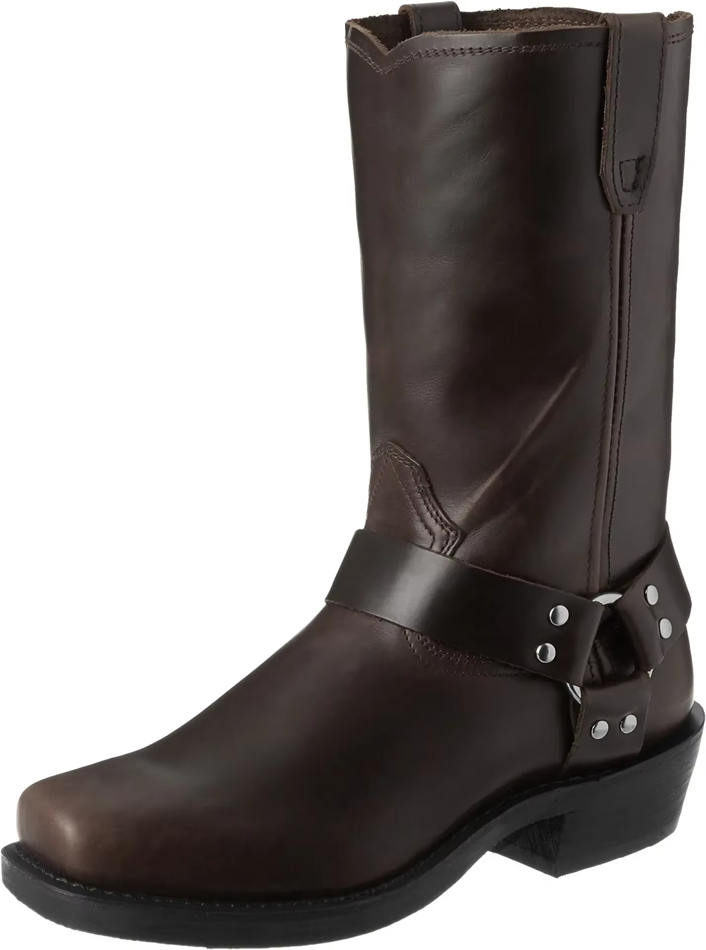 Bottes de cowboy rétro pour hommes, bottes western mi-mollet en cuir PU, chaussures à enfiler pour h