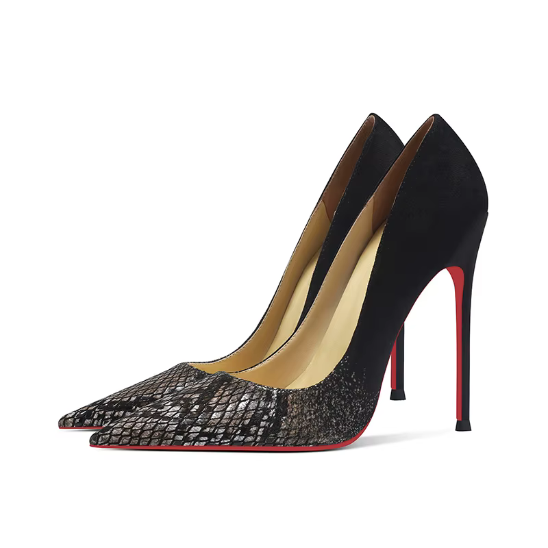 Talons hauts à motif léopard dégradé pour femmes, talons fins, chaussures simples de tempérament Sex