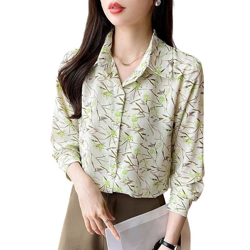 Nouveau élégant impression blouses décontracté quotidien dames chemises mode femmes boutonné hauts b