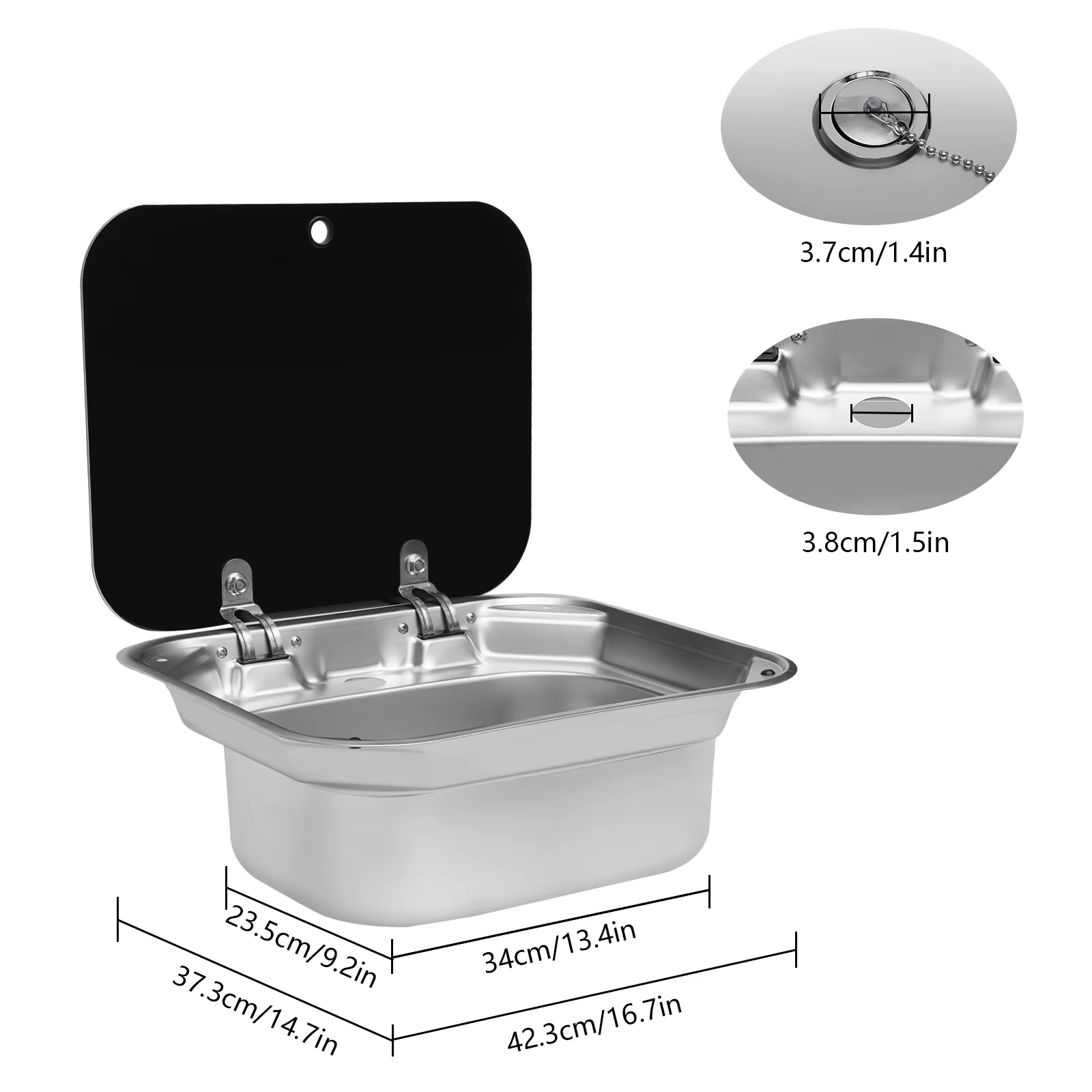 Lavabo en acier inoxydable avec couvercle, lave-mains, évier de cuisine, camping-car, bateau, carava