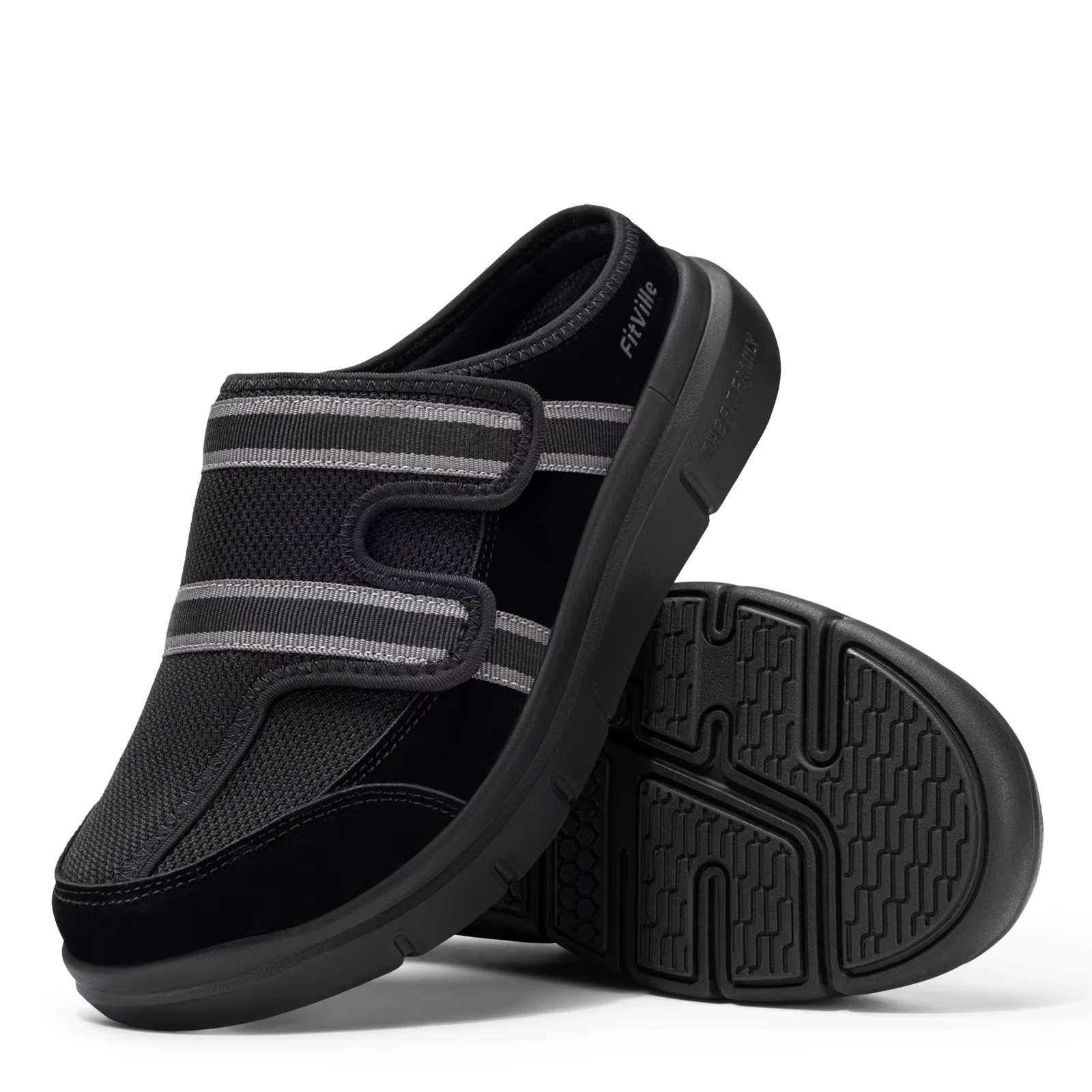 FitVille – pantoufles larges pour hommes, mules à enfiler avec sangle réglable pour pieds enflés, ch