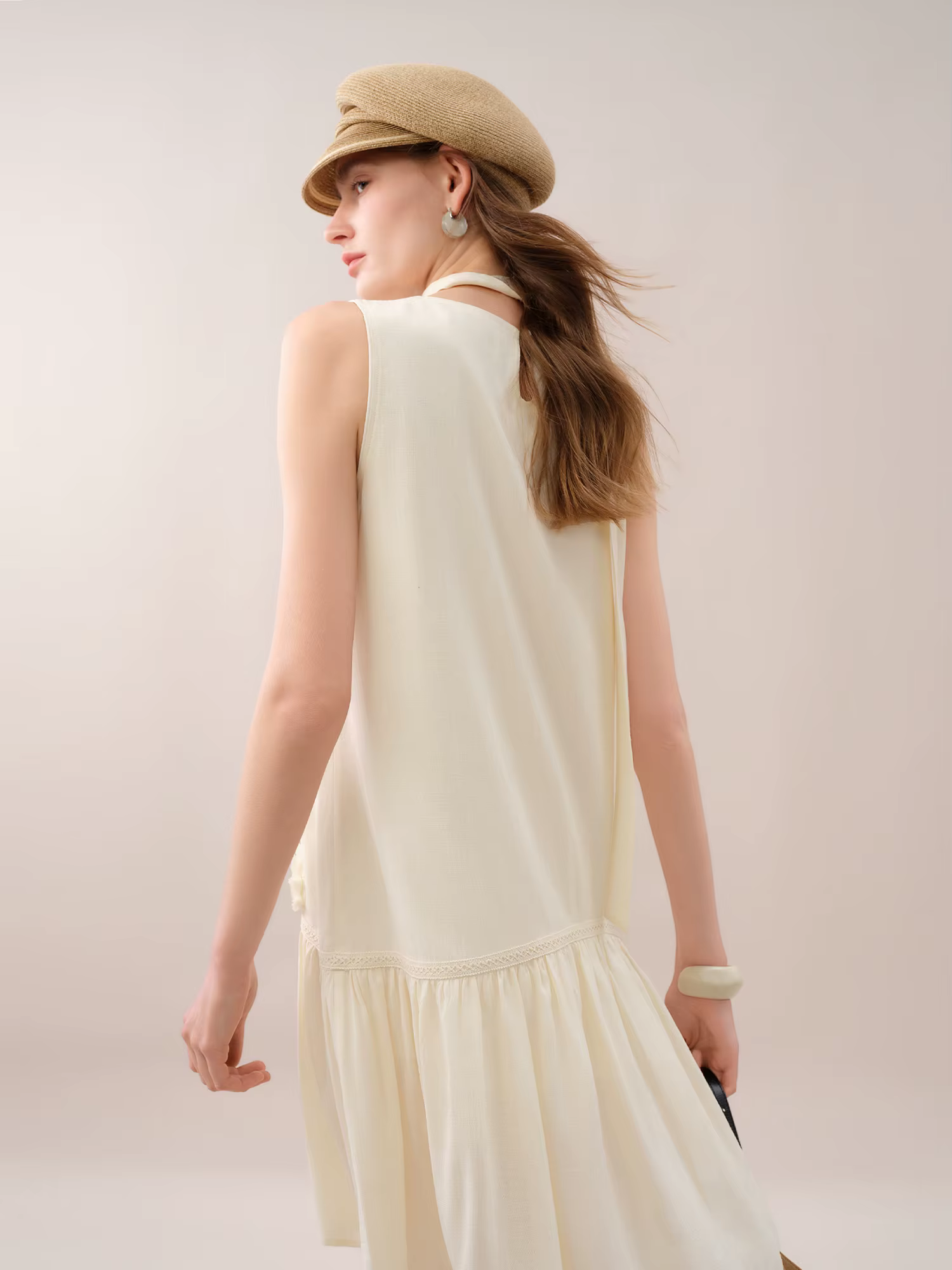 FSLE 【Série Premium】 Robe mini sans manches exquise perlée à la main pour femme, chic, élégante, pou