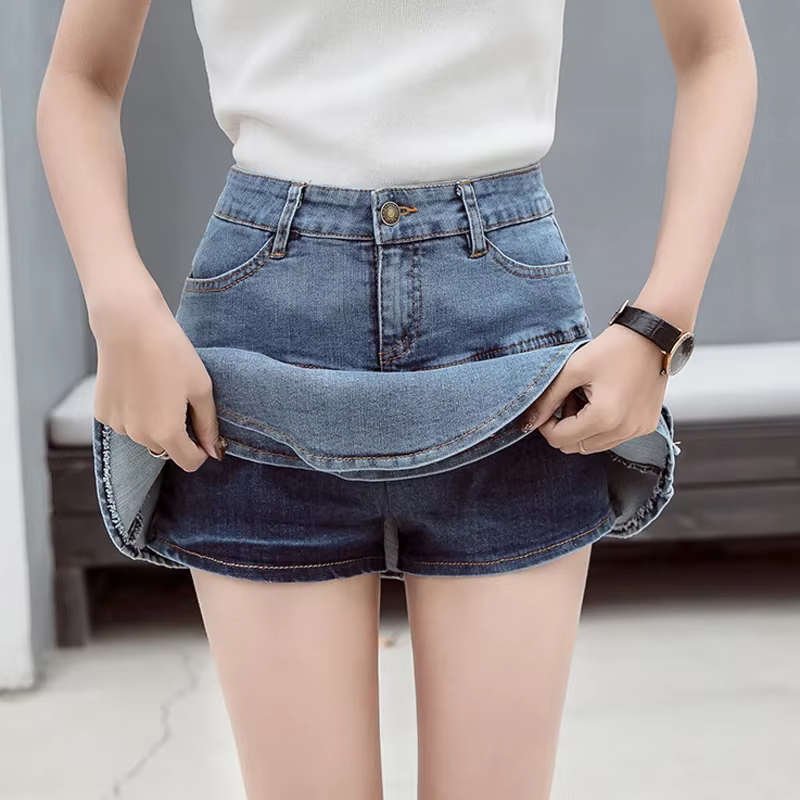 Vintage Denim Mini jupes femmes été Sexy couleur unie robe de bal jupes jean femme décontracté poche