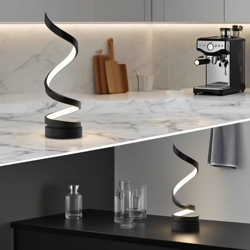 Lampe de table LED à intensité variable en spirale, adaptée au salon, chambre à coucher, bureau, lum