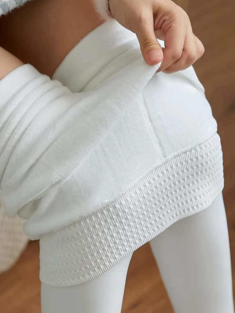 Femmes hiver Leggings blanc taille haute serré chaud Legging entraînement épais thermique collants S