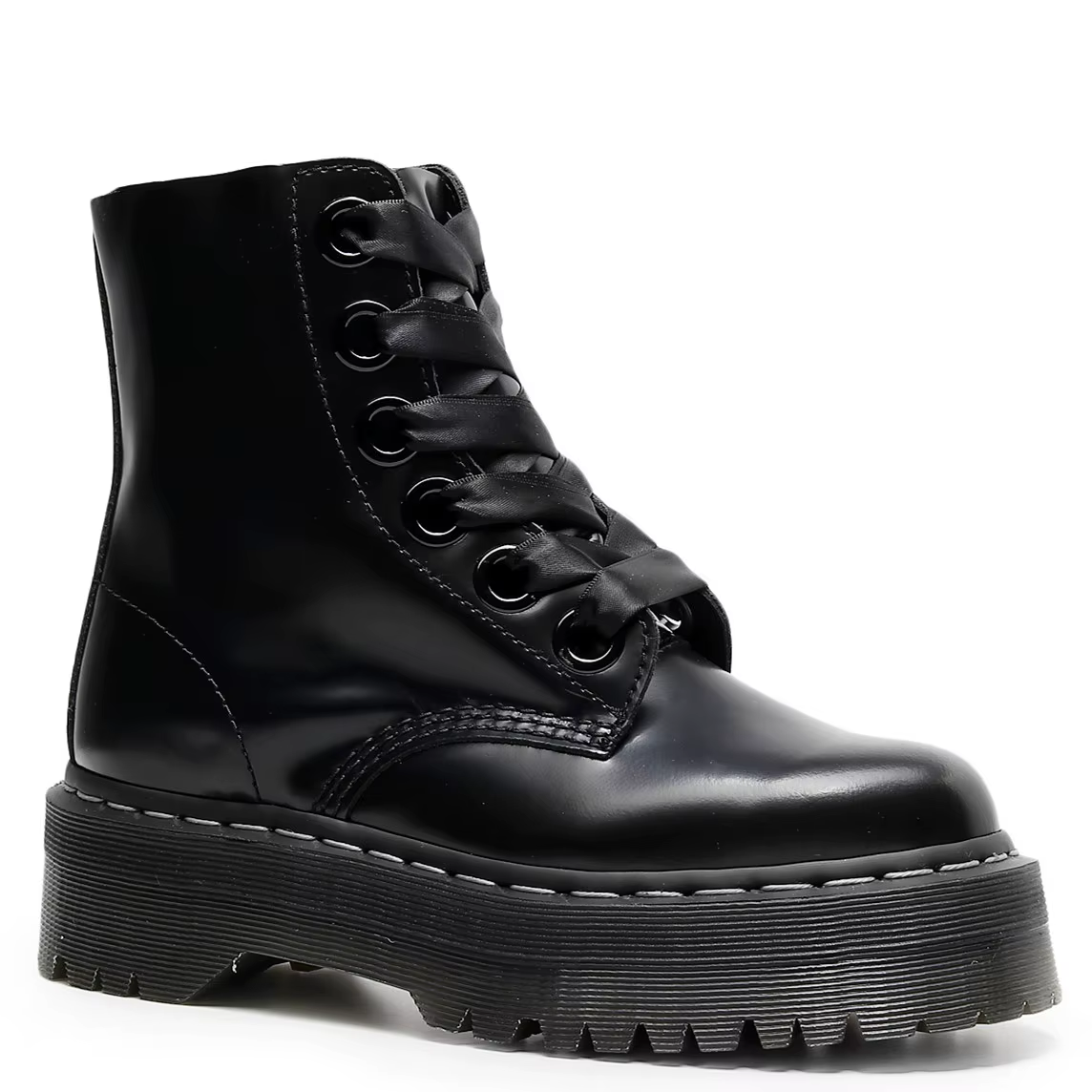 Bottes de moto style punk britannique à 8 trous : Portées de deux façons, plateforme épaisse avec fe