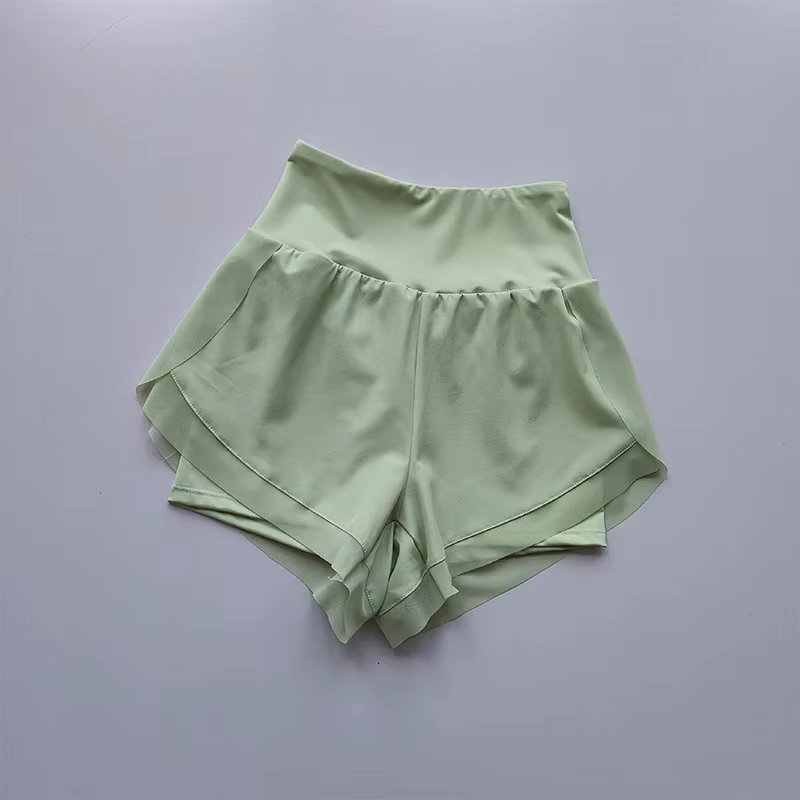 Short de sport taille haute pour femme, maille respirante, double couche, séchage rapide, gym, fitne