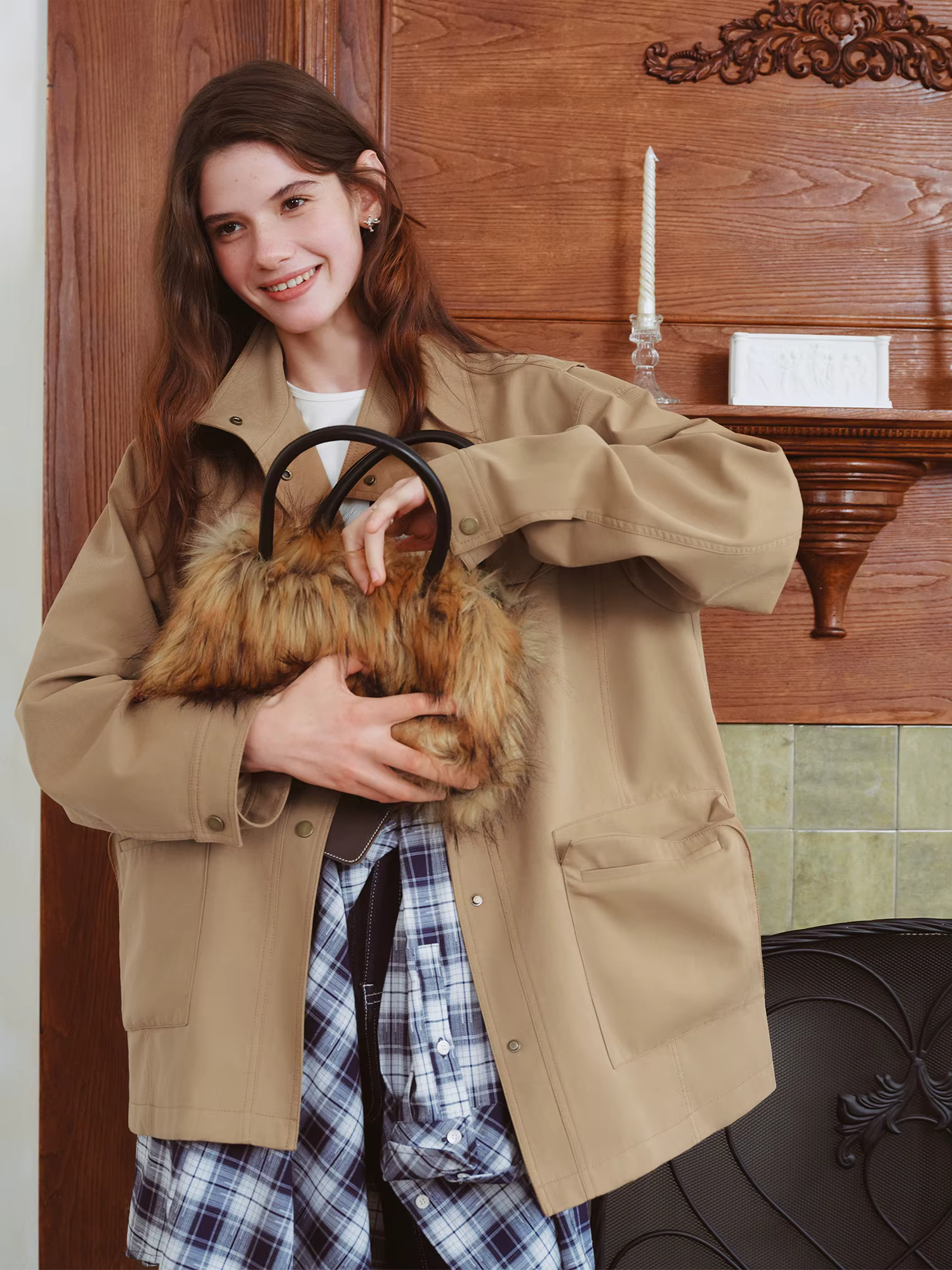 FSLE 2025 nouveau automne femmes Vintage Baren Style veste de travail surdimensionné revers manteau 