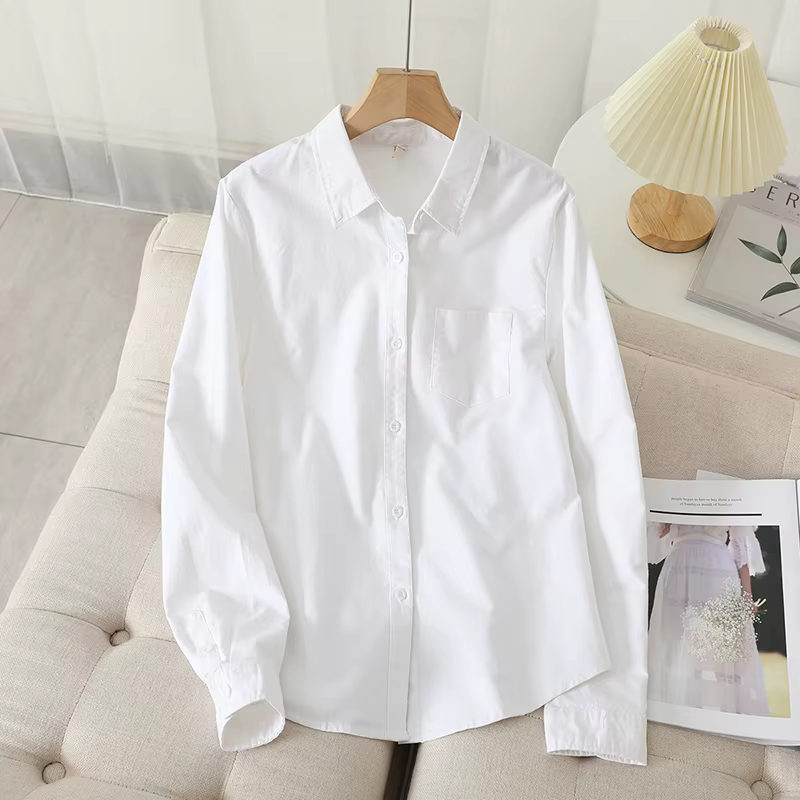 Chemise Oxford décontractée en coton pour femmes, chemisier rayé pour dames, chemises monochromes, b