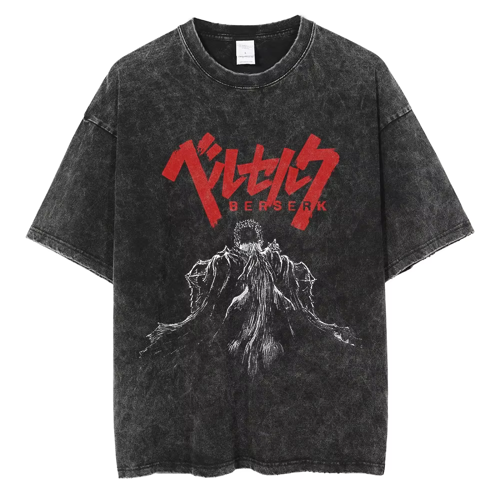Hip Hop hommes Streetwear T-Shirt rétro Vintage lavé Anime graphique T-Shirt hommes Harajuku coton d