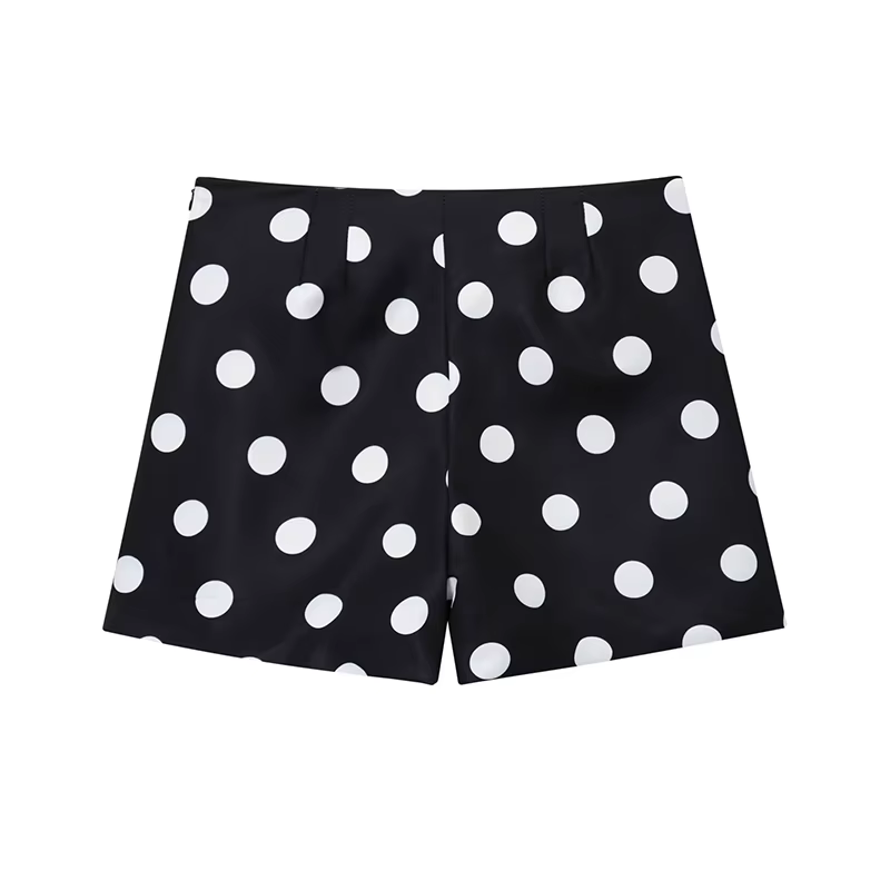 Shorts décontractés amples taille haute vintage à imprimé pois pour femme, collection été 2026, idéa