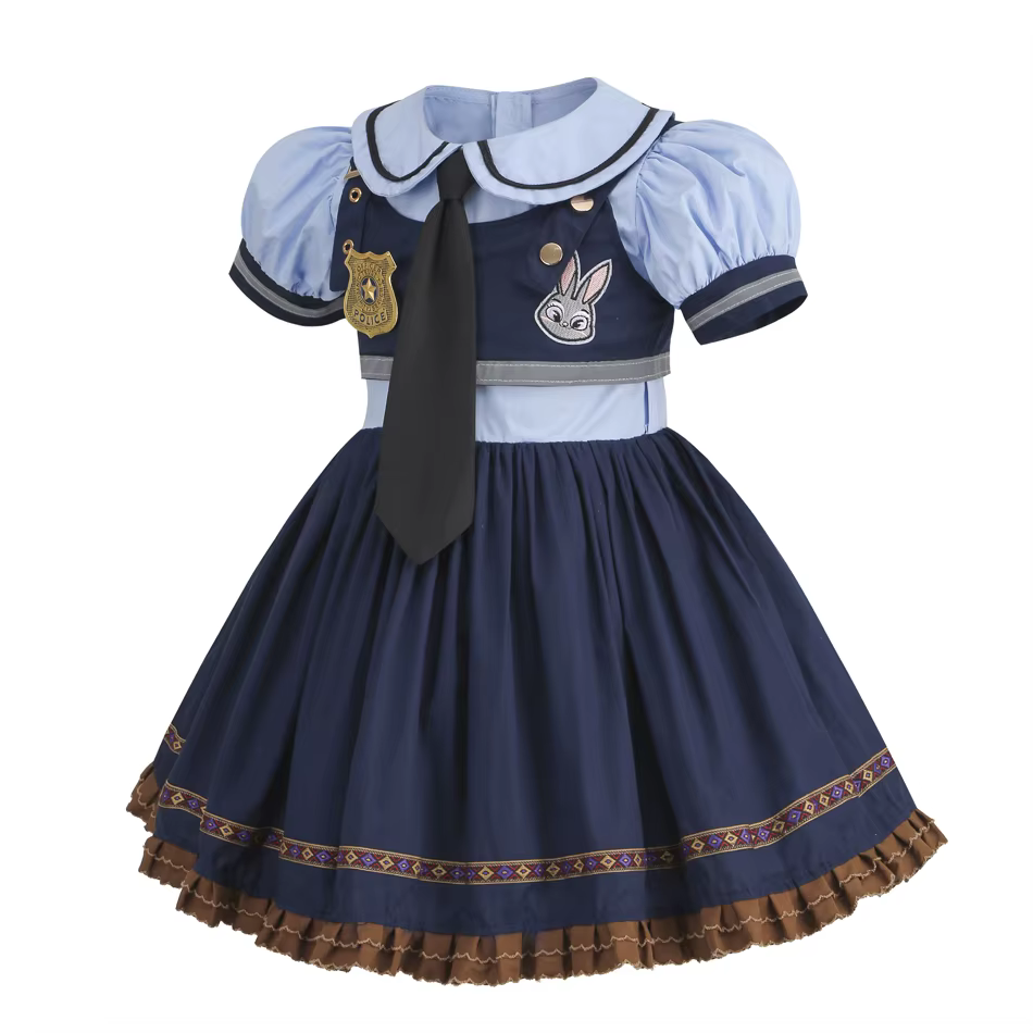 Costume de cosplay Judy pour enfants, robe de fête de carnaval, ensemble de chaussettes, ceinture et