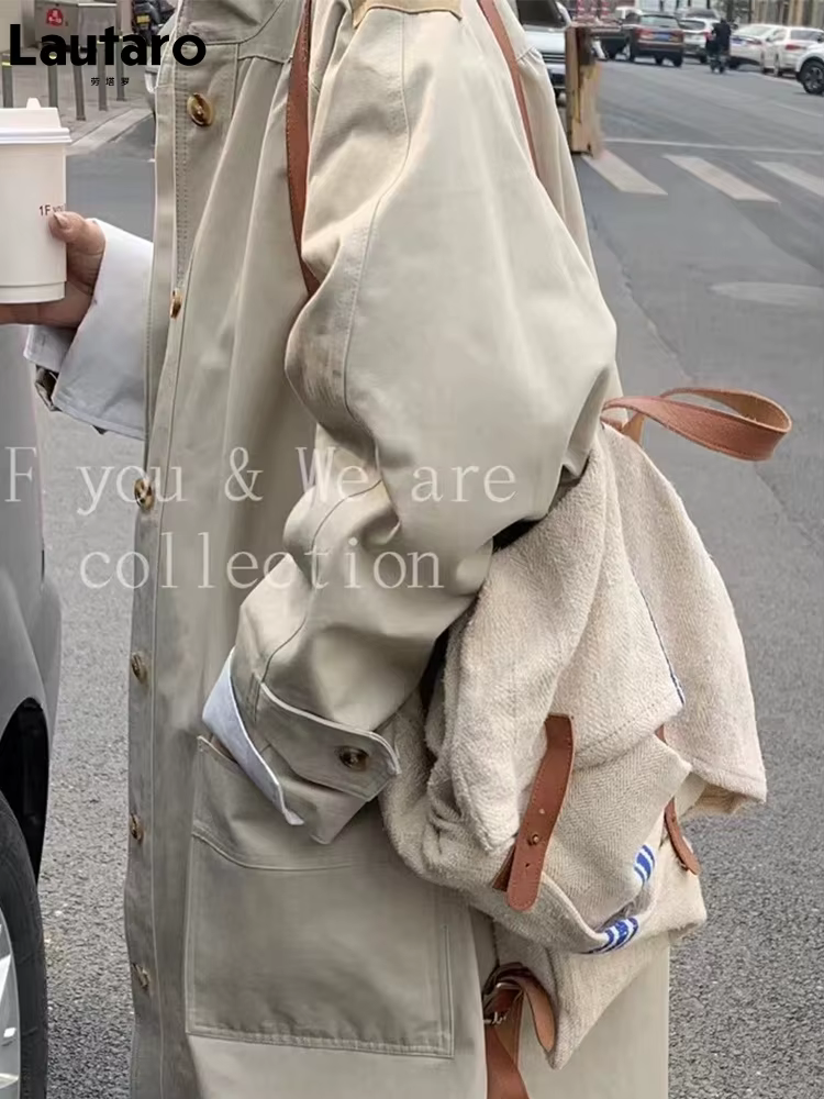 Lautaro-Manteau long à simple boutonnage pour femme, vêtements de luxe, pardessus décontracté, print