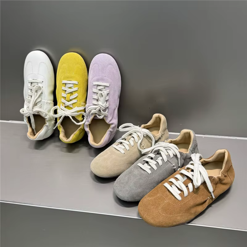 NORAZORA Ins HOT Chaussures plates en cuir de vachette pour femmes, baskets à lacets, couleur unie,