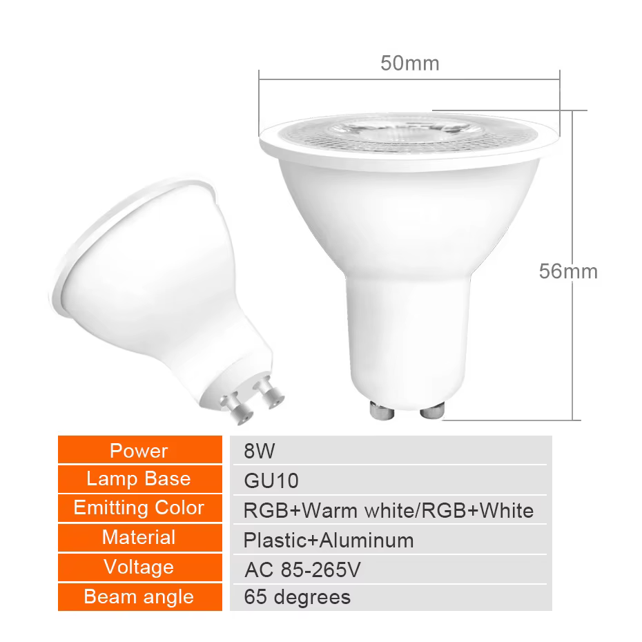 Ampoule LED GU10 8W, projecteur à intensité variable, rvb, 16 couleurs, décoration de la maison, AC 