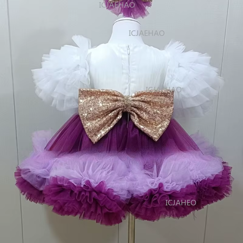Robe Tutu à Manches Courtes pour Fille, Tenue de Scène pour Enfants, Compétition de Piano, Spectacle
