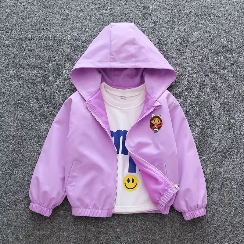 Veste à capuche Gabby's Dollhouse pour filles, collection Printemps 2026, manteau décontracté à ferm