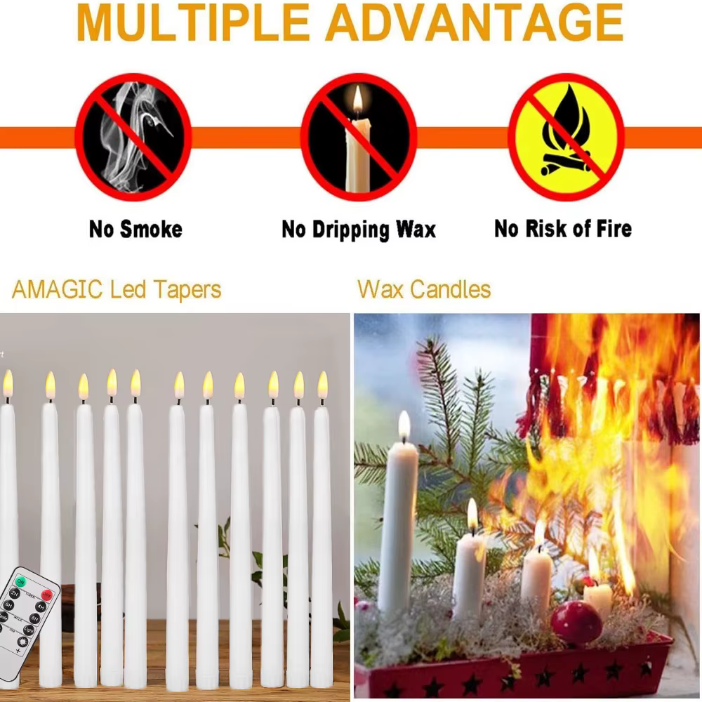 Bougie LED scintillante sans flamme, bougie chauffe-plat à piles, fête de Noël à la maison, décorati