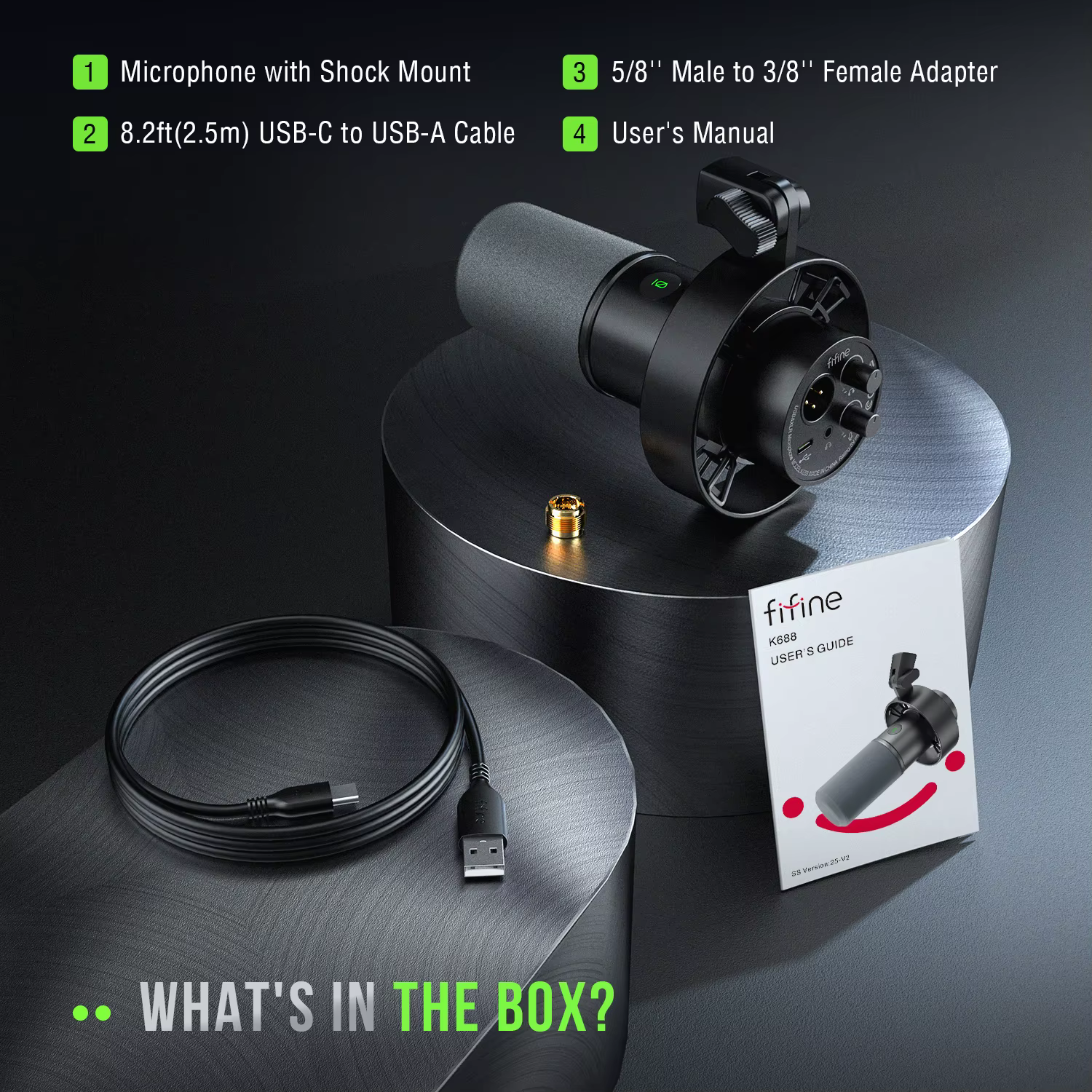 FIFINE-Microphone dynamique USB/XLR avec support antichoc, silencieux tactile, prise téléphonique po
